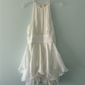 Shiny White Formal Dress Keyhole Back